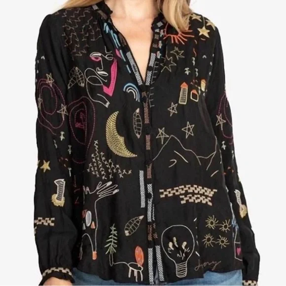 Johnny Was Biya Picassa heavily embroidered blouse NWT RARE - Picture 10 of 10